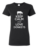 Ladies Keep Calm And Love Donkeys Wild Ass Animal Lover Funny T-Shirt Tee