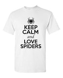 Keep Calm And Love Spiders Arachnids Animal Lover Funny Humor Adult T-Shirt Tee