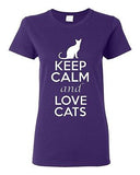 Ladies Keep Calm And Love Cats Cat Lover Pet Kitten Kitty Animals T-Shirt Tee