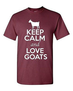 Keep Calm And Love Goats Antelope Animal Lover Funny Humor Adult T-Shirt Tee