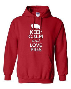 Keep Calm and Love Pigs Animals Boar Hog Novelty Gift Sweatshirt Hoodies