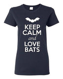 Ladies Keep Calm And Love Bats Fly Night Animal Lover Wild Funny T-Shirt Tee