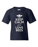 Keep Calm And Love Bees Honey Wasps Insects Animal Lover Youth Kids T-Shirt Tee