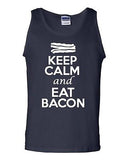 Keep Calm And Eat Bacon Breakfast Novelty Statement Graphics Adult Tank Top