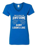 V-Neck Ladies This Is What An Awesome Aunt Looks Like Auntie Funny T-Shirt Tee