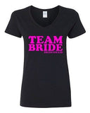 V-Neck Ladies Team Bride Groom Ring Wedding Bridal Party Funny T-Shirt Tee