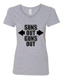 V-Neck Ladies Suns Out Guns Out Gym Work Out Flex Training Funny T-Shirt Tee