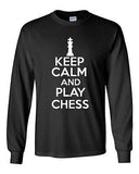Long Sleeve Adult T-Shirt Keep Calm And Play Chess Board Game Play King Queen