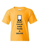 Keep Calm And Take A Selfie Phone Camera Picture Funny DT Youth Kids T-Shirt Tee