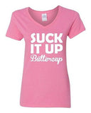 V-Neck Ladies Suck It Up Buttercup Workout Gym Work Out Train Funny T-Shirt Tee