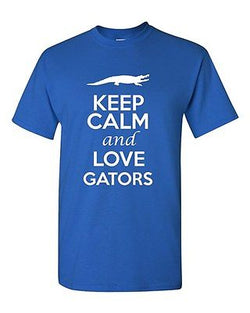 Keep Calm And Love Gators Animals Novelty Statement Graphics Adult T-Shirt Tee