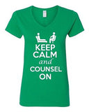 V-Neck Ladies Keep Calm And Counsel On Advice Psychiatrist Funny T-Shirt Tee