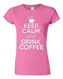 Junior Keep Calm and Drink Coffee Novelty Caffeine Humor Graphic T-Shirt Tee