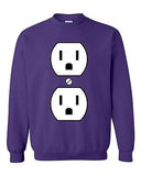 Plug Outlet Face Party Costume Funny Humor DT Novelty Crewneck Sweatshirt