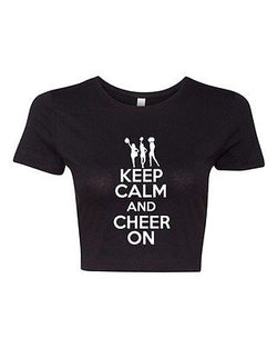 Crop Top Ladies Keep Calm and Cheer On Cheering Squad Dance Sports T-Shirt Tee