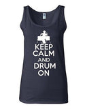 Junior Keep Calm And Drum On Percussion Musician Novelty Statement Tank Top