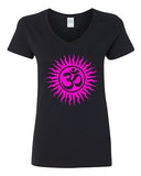 V-Neck Ladies Om Aum Yoga Hindu Sankrit God Symbol T-Shirt Tee