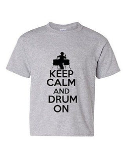 Keep Calm And Drum On Drummer Musician Novelty Youth Kids T-Shirt Tee