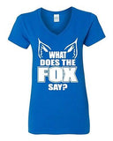 V-Neck Ladies What Does The Fox Say Party Music Comedy Funny Humor T-Shirt Tee