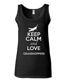 Junior Keep Calm And Love Grasshoppers Insects Animal Lover Sleeveless Tank Tops