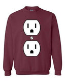 Plug Outlet Face Party Costume Funny Humor DT Novelty Crewneck Sweatshirt