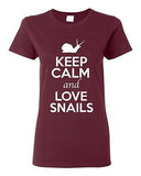 Ladies Keep Calm And Love Snails Shell Slugs Animal Lover Funny T-Shirt Tee