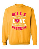 MILF Mom In Love with Fitness Gym Funny Exercise DT Novelty Crewneck Sweatshirt