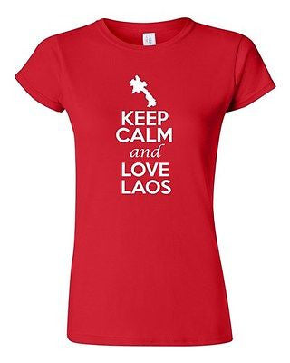 Junior Keep Calm And Love Laos Country Nation Patriotic Novelty T-Shirt Tee