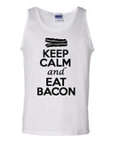 Keep Calm And Eat Bacon Breakfast Novelty Statement Graphics Adult Tank Top