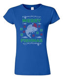Junior Merry Fishmas Fish Santa Hook Fishing Hat Ugly Christmas DT T-Shirt Tee