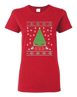 Ladies Periodic Tree Table Of Elements Science Ugly Christmas DT T-Shirt Tee