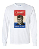 Long Sleeve Adult T-Shirt John F. Kennedy 1960 Campaign Poster Retro Vintage DT