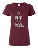 Ladies Keep Calm And Love Penguins Bird Flippers Swim Ice Sea Ocean T-Shirt Tee