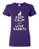 Ladies Keep Calm And Love Rabbits Bunny Pet Animal Lover Funny T-Shirt Tee