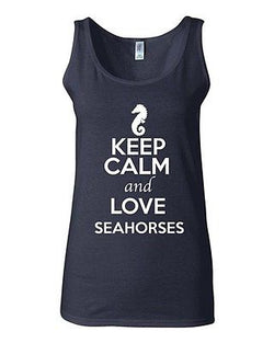 Junior Keep Calm And Love Seahorses Sea Horse Animal Lover Sleeveless Tank Tops