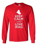 Long Sleeve Adult T-Shirt Keep Calm And Love Iraq Country Nation Patriotic