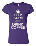 Junior Keep Calm and Drink Coffee Novelty Caffeine Humor Graphic T-Shirt Tee