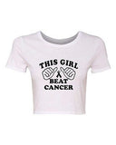 Crop Top Ladies This Girl Beat Cancer Survivor Fight Life Motivation T-Shirt Tee