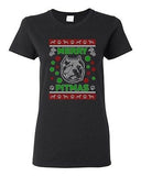 Ladies Merry Pitmas Dog Pitbull Dog Animals Ugly Christmas Funny DT T-Shirt Tee