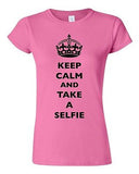 Junior Keep Calm And Take A Selfie Crown Queen Photo Camera Funny DT T-Shirt Tee