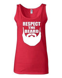 Junior Respect The Beard Funny Humor Novelty Statement Graphics Tank Top