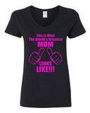 V-Neck Ladies This Is What An Awesome Mom Looks Like Mother Funny T-Shirt Tee