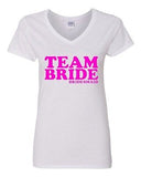 V-Neck Ladies Team Bride Groom Ring Wedding Bridal Party Funny T-Shirt Tee