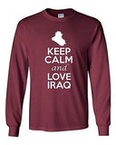 Long Sleeve Adult T-Shirt Keep Calm And Love Iraq Country Nation Patriotic