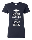 Ladies Keep Calm And Love Bees Insects Honey Animal Lover Funny T-Shirt Tee
