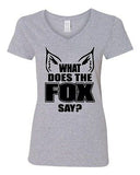 V-Neck Ladies What Does The Fox Say Party Music Comedy Funny Humor T-Shirt Tee