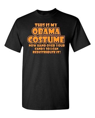 Adult Black Obama Costume Holloween Spooky Funny Anti Barrack Humor T-Shirt Tee