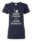 Ladies Keep Calm And Love Monkeys Ape Animal Lover Wild Funny T-Shirt Tee