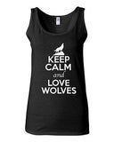 Junior Keep Calm And Love Wolves Timberwolf Animal Lover Sleeveless Tank Tops