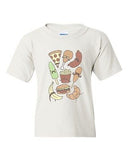 Food With Staches Mustache BeanePod Artworks Art Funny Youth Kids T-Shirt Tee